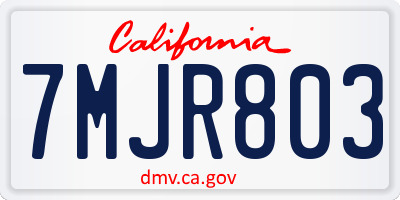 CA license plate 7MJR803