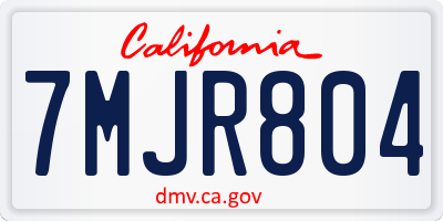 CA license plate 7MJR804