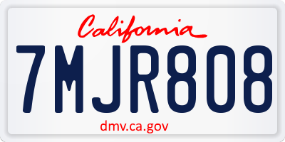 CA license plate 7MJR808