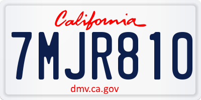CA license plate 7MJR810