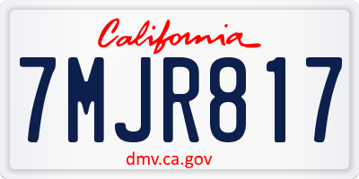 CA license plate 7MJR817