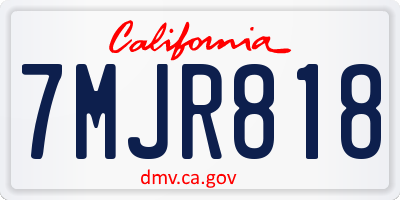 CA license plate 7MJR818