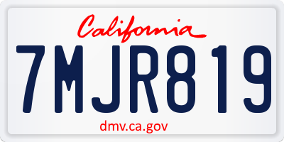 CA license plate 7MJR819