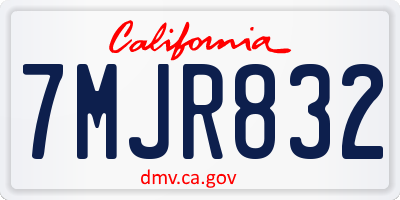 CA license plate 7MJR832