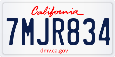 CA license plate 7MJR834