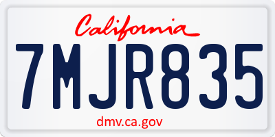 CA license plate 7MJR835