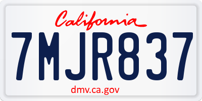 CA license plate 7MJR837
