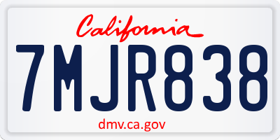 CA license plate 7MJR838