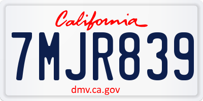 CA license plate 7MJR839