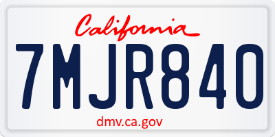 CA license plate 7MJR840