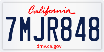 CA license plate 7MJR848