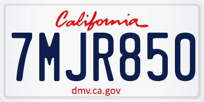 CA license plate 7MJR850