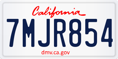 CA license plate 7MJR854