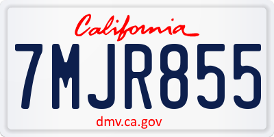 CA license plate 7MJR855