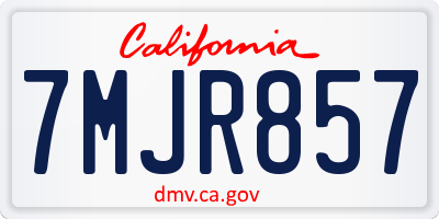CA license plate 7MJR857