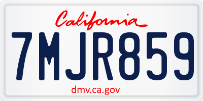 CA license plate 7MJR859