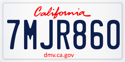 CA license plate 7MJR860