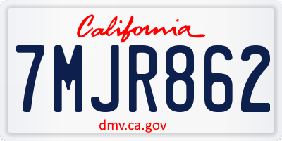 CA license plate 7MJR862