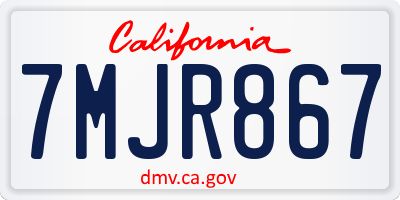 CA license plate 7MJR867