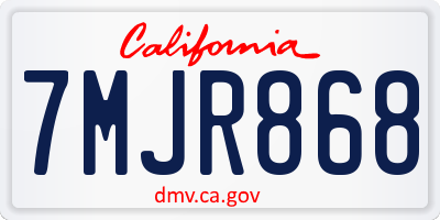 CA license plate 7MJR868