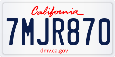 CA license plate 7MJR870