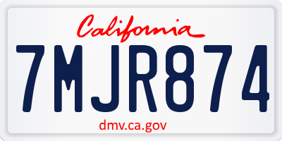 CA license plate 7MJR874