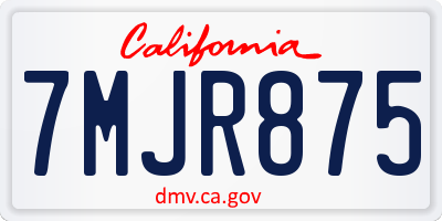 CA license plate 7MJR875