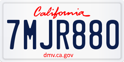 CA license plate 7MJR880