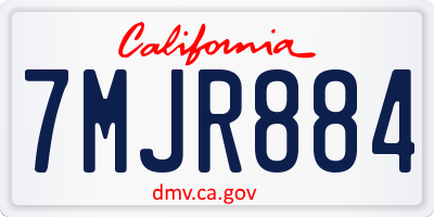 CA license plate 7MJR884