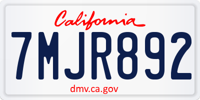 CA license plate 7MJR892