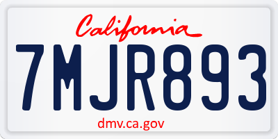 CA license plate 7MJR893