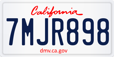 CA license plate 7MJR898