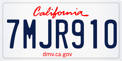 CA license plate 7MJR910