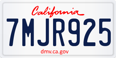CA license plate 7MJR925