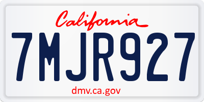 CA license plate 7MJR927
