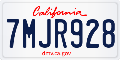 CA license plate 7MJR928