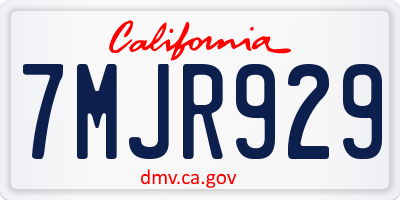 CA license plate 7MJR929