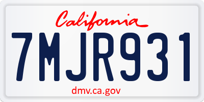 CA license plate 7MJR931