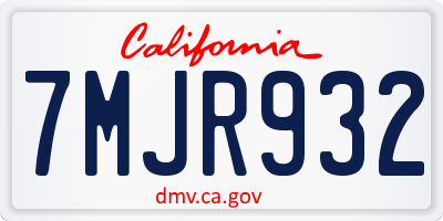 CA license plate 7MJR932