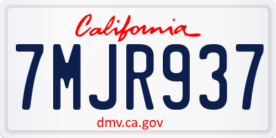 CA license plate 7MJR937