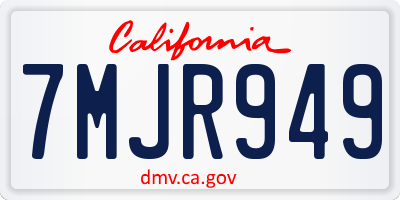 CA license plate 7MJR949