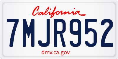 CA license plate 7MJR952