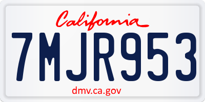 CA license plate 7MJR953