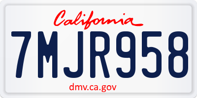 CA license plate 7MJR958
