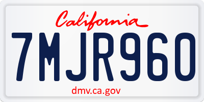 CA license plate 7MJR960