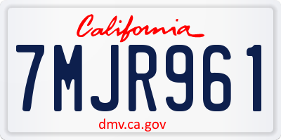 CA license plate 7MJR961
