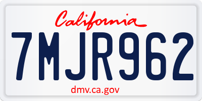 CA license plate 7MJR962