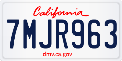 CA license plate 7MJR963