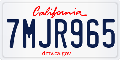CA license plate 7MJR965