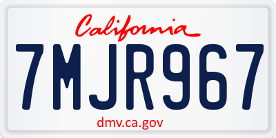 CA license plate 7MJR967